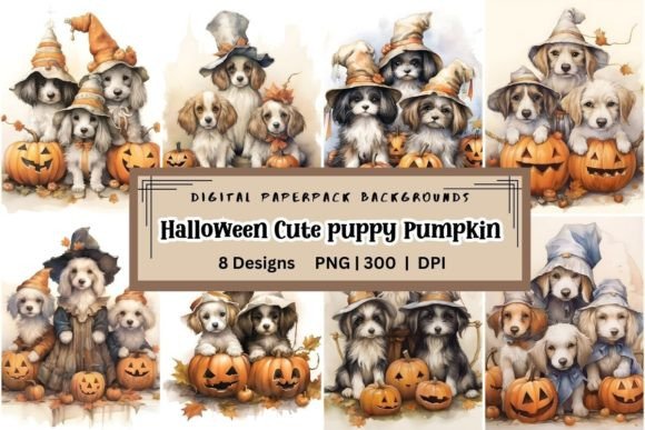 Download Puppys Halloween Pumpkins Background PNG - Puppy Collection