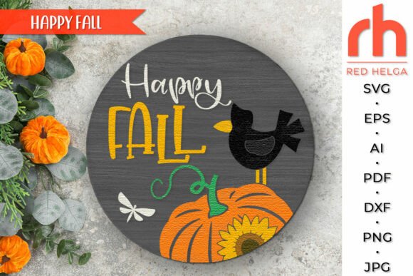 Download Happy Fall SVG, Layered Door Sign DXF - Fall svg Collection