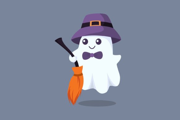 Download Ghost with Flying Broom Character Design - Flying broom Collection