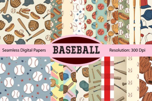 Download Baseball Spring Sports Digital Paper - Premium Bundle