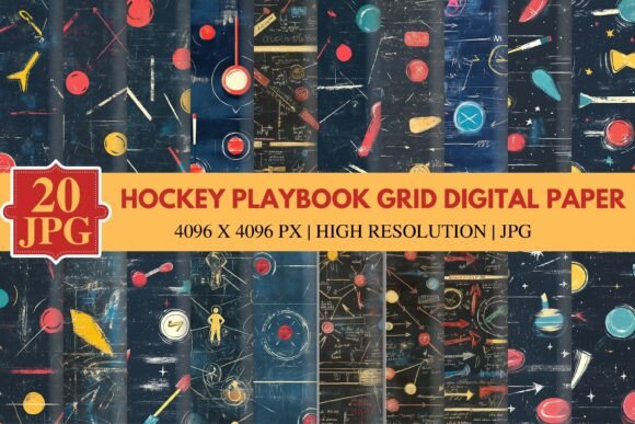 Download Hockey Playbook Grid Digital Paper - Premium Resources