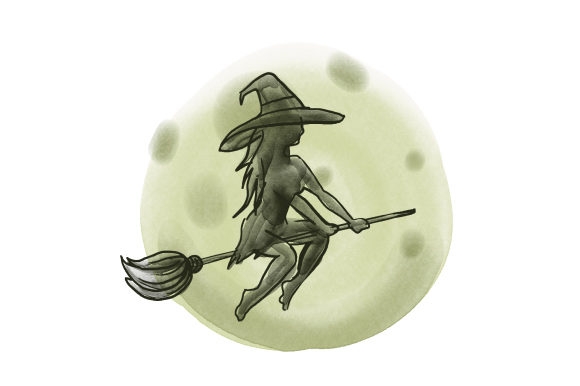 Download Witch Flying Broom in Front of Full Moon - Flying broom Collection